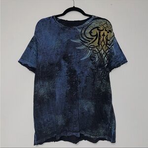 Y2K Roar Shirt Dye  Dark BlueCyber Goth Men’s X-Large Affliction Style.